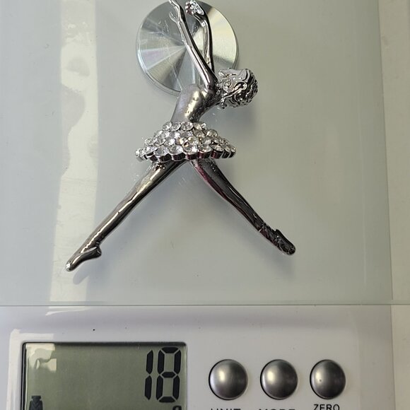 Rhinestone Ballet Dance Brooch Pin Silver tone Dancer Brooch - Picture 11 of 13